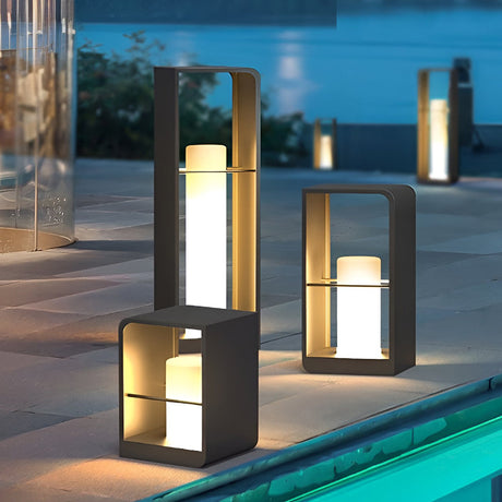 Rechthoekig Frame Waterdichte Moderne Solar Buitenlantaarns