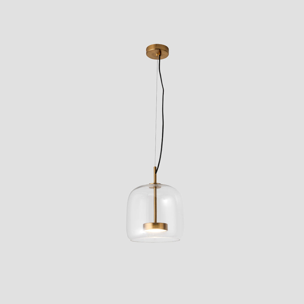 AmberGlow - Vintage LED Hanglamp van Goud Metaal en Glas | Retro Sfeerverlichting voor Slaapkamer en Woonkamer