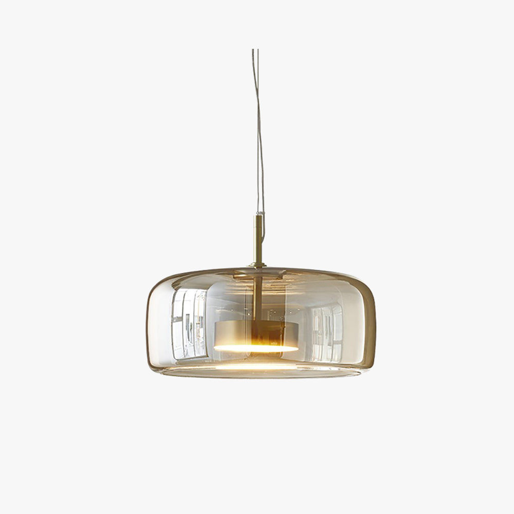 AmberGlow - Vintage LED Hanglamp van Goud Metaal en Glas | Retro Sfeerverlichting voor Slaapkamer en Woonkamer
