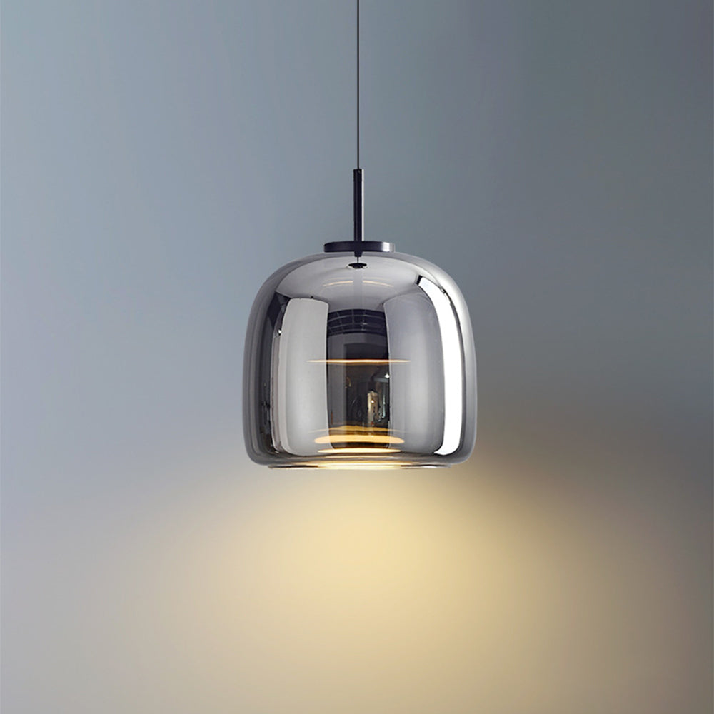 AmberGlow - Vintage LED Hanglamp van Goud Metaal en Glas | Retro Sfeerverlichting voor Slaapkamer en Woonkamer