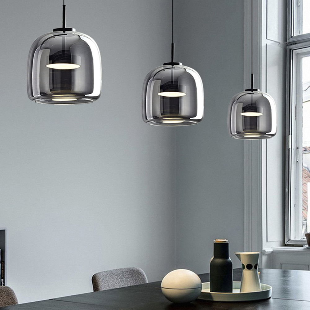AmberGlow - Vintage LED Hanglamp van Goud Metaal en Glas | Retro Sfeerverlichting voor Slaapkamer en Woonkamer