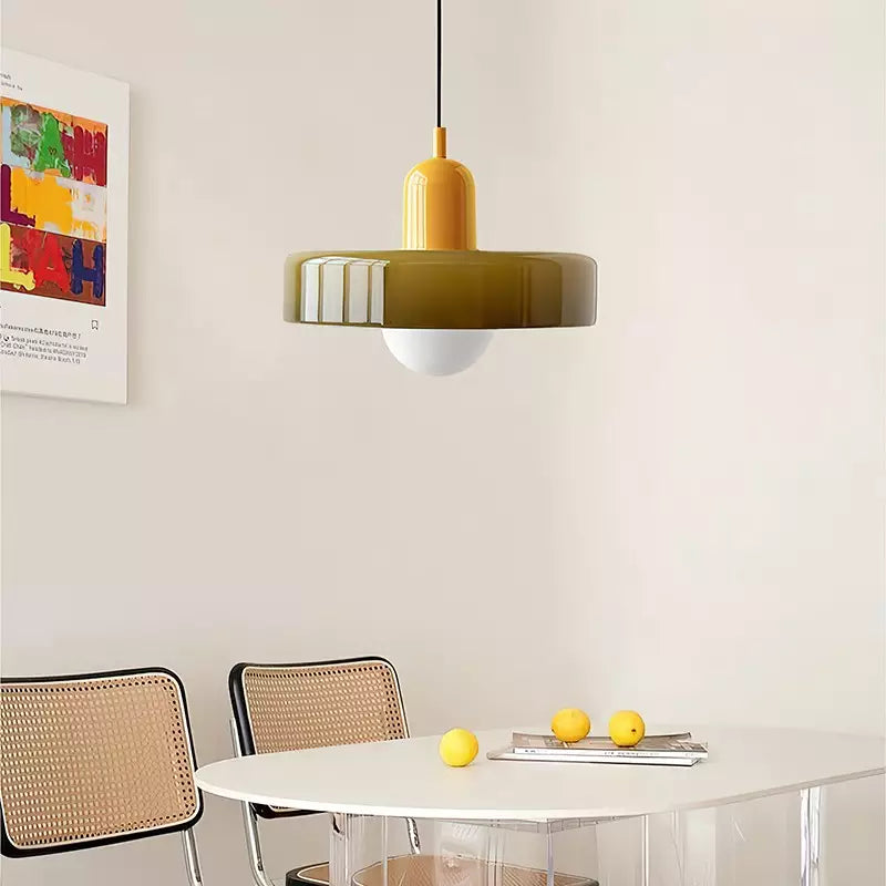 Bauhaus Glas-in-lood Hanglamp