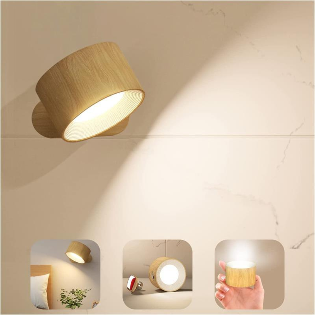FlexiLamp | Draadloze Oplaadbare 360° LED Muurlamp voor Binnen en Buiten