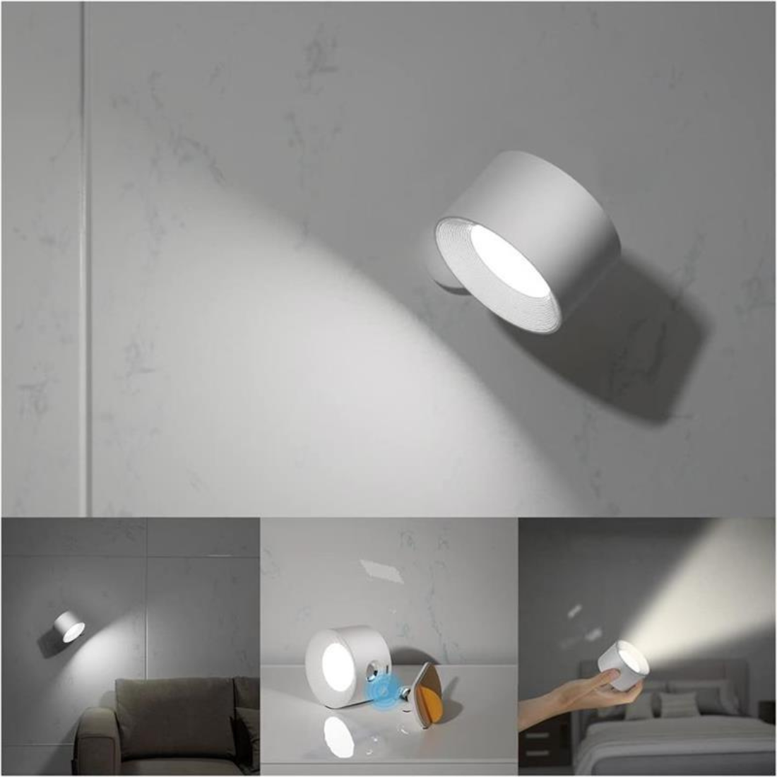 FlexiLamp | Draadloze Oplaadbare 360° LED Muurlamp voor Binnen en Buiten