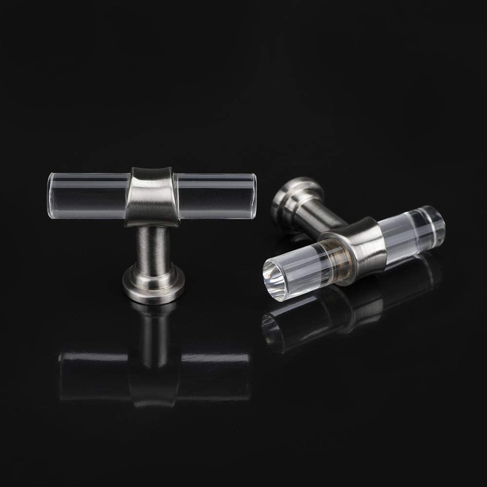 10 Pack Clear Acryl Geborsteld Nikkel Kastgrepen voor Badkamer