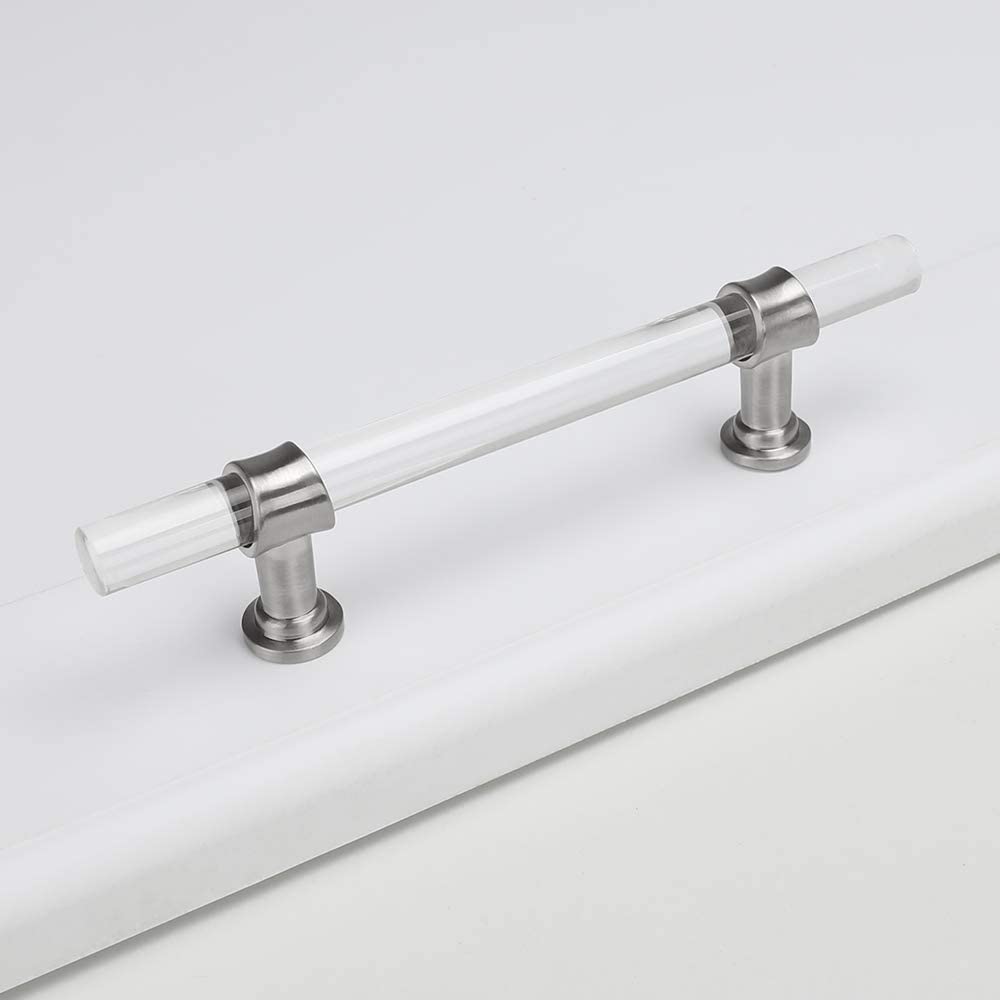 10 Pack Clear Acryl Geborsteld Nikkel Kastgrepen voor Badkamer
