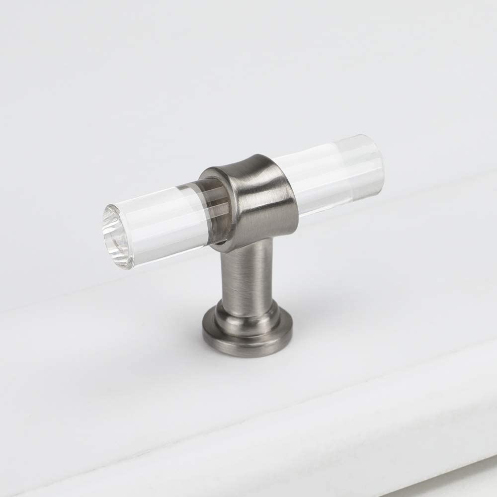 10 Pack Clear Acryl Geborsteld Nikkel Kastgrepen voor Badkamer