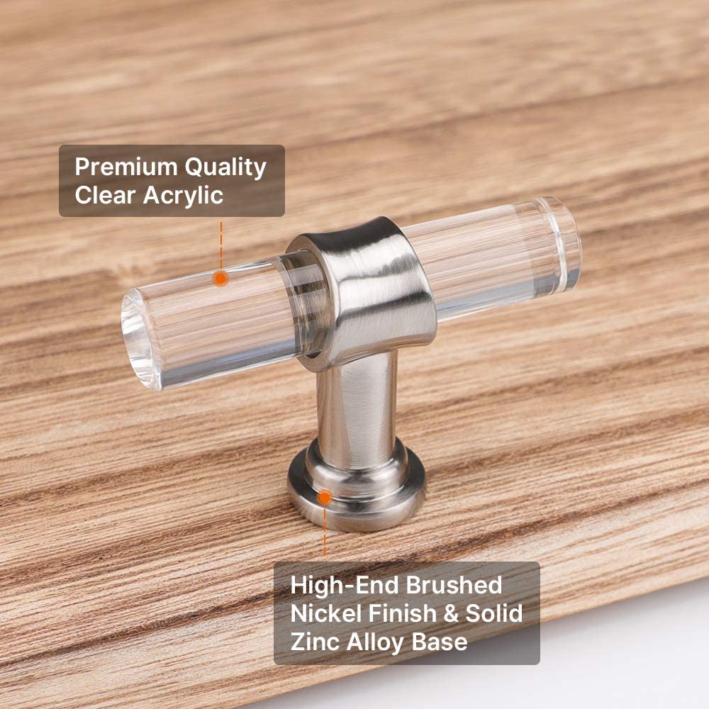 10 Pack Clear Acryl Geborsteld Nikkel Kastgrepen voor Badkamer