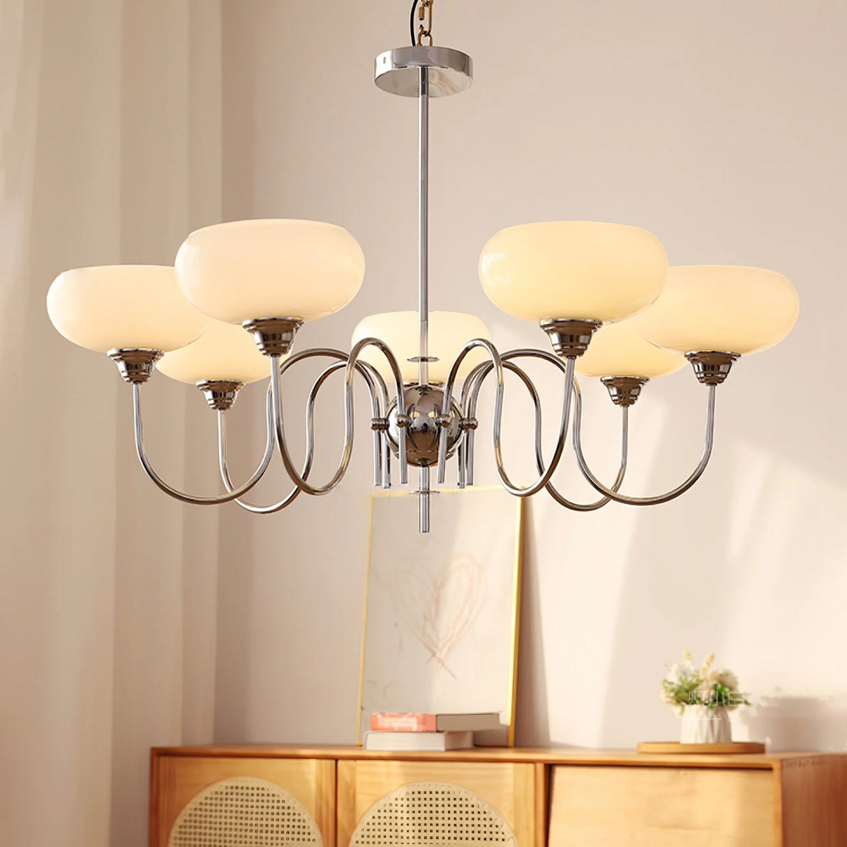 Bubbel Roomkleurige Persimmon Glazen Kroonluchter