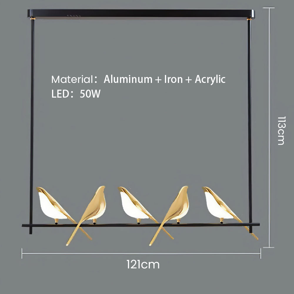 Creatieve LED Hanglamp met Vogels - Gouden Cirkelslinger voor Eetkamer, Woonkamer en Slaapkamer