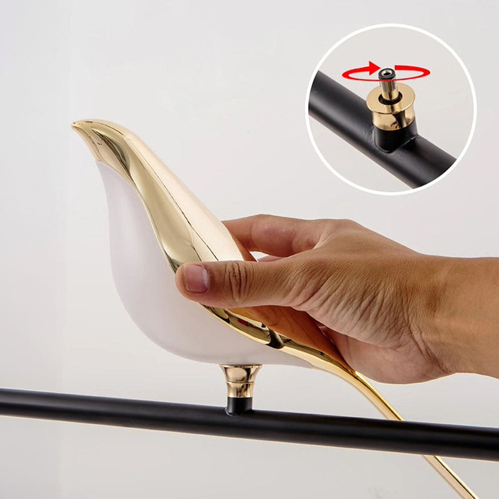 Creatieve LED Hanglamp met Vogels - Gouden Cirkelslinger voor Eetkamer, Woonkamer en Slaapkamer