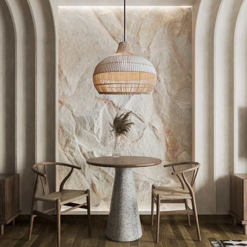 Handgeweven Rotan Hanglamp voor Keukeneiland Rieten Lampenkap