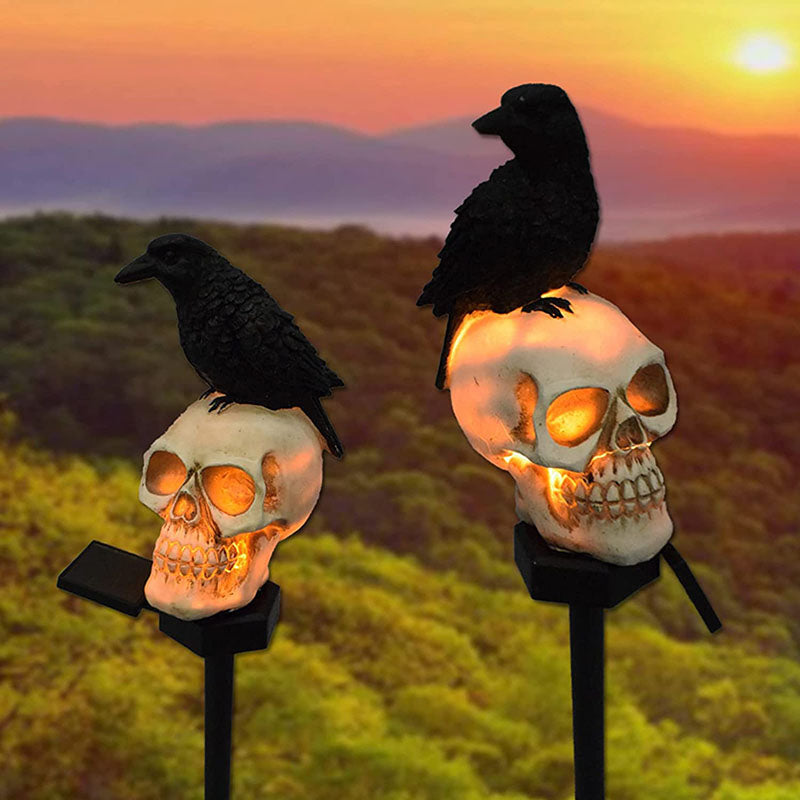 Solar Schedel & Kraaien Tuinverlichting | Weerbestendige Zonne-energie Halloween Decoraties met Automatisch Opladen