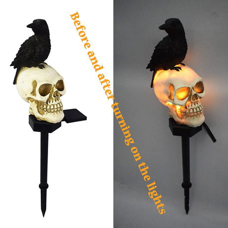 Solar Schedel & Kraaien Tuinverlichting | Weerbestendige Zonne-energie Halloween Decoraties met Automatisch Opladen
