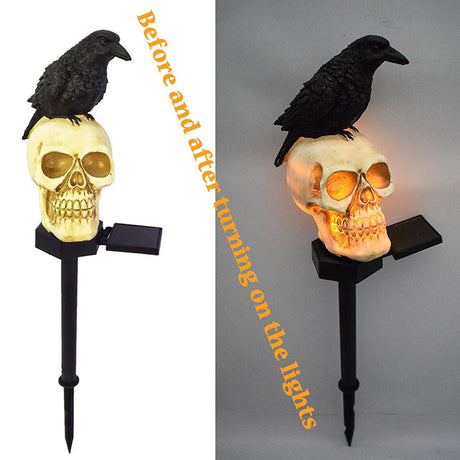 Solar Schedel & Kraaien Tuinverlichting | Weerbestendige Zonne-energie Halloween Decoraties met Automatisch Opladen