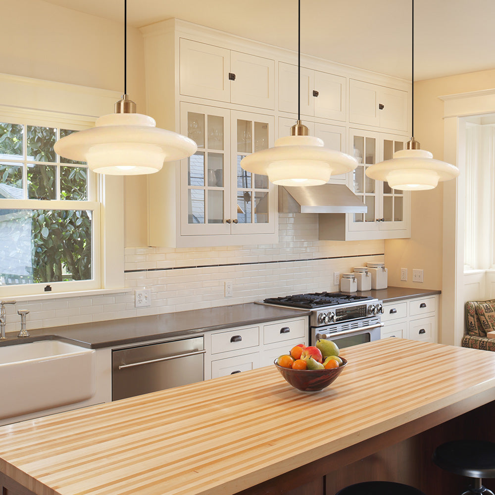 Mid Century Art Melkwit Glazen Hanglamp