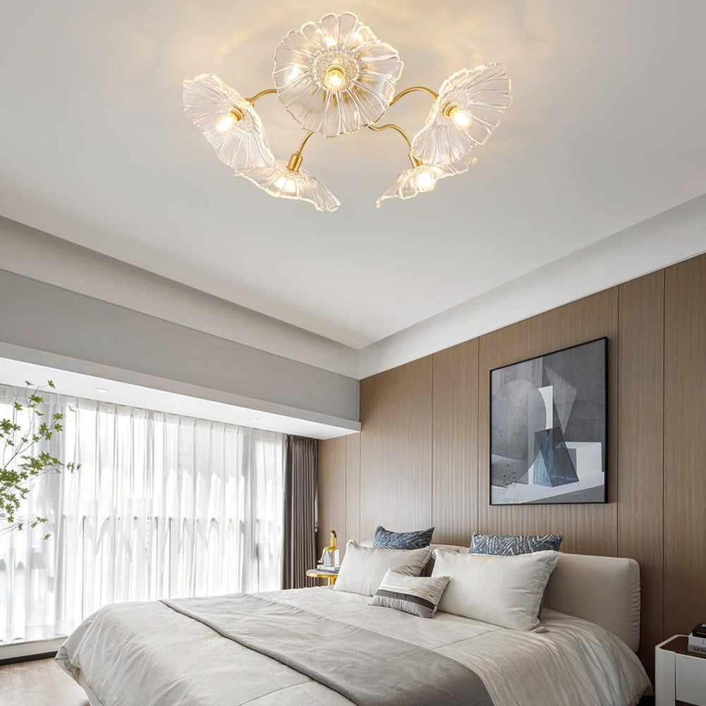 Vintage Lotusblad Glazen Plafondlamp