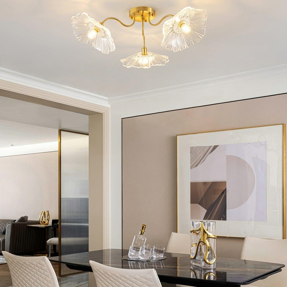 Vintage Lotusblad Glazen Plafondlamp