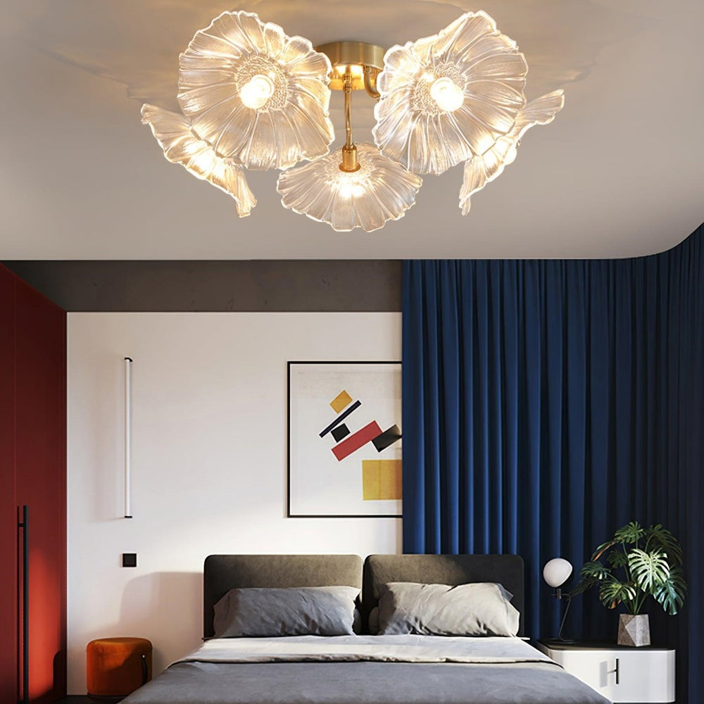 Vintage Lotusblad Glazen Plafondlamp