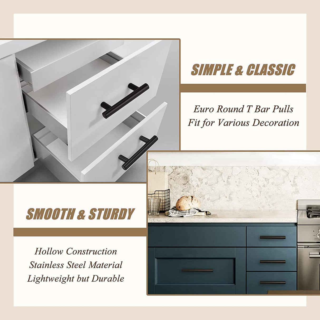 Zwarte Keukenkast Bar Handgrepen