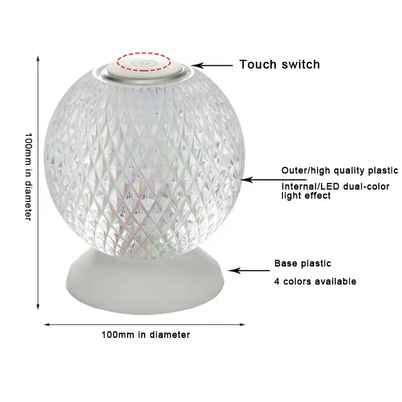 FlexiLuxe - Draadloze Kristallen Tafellamp met LED Verlichting, Luxe Decoratieve Lamp voor Woonkamer en Slaapkamer