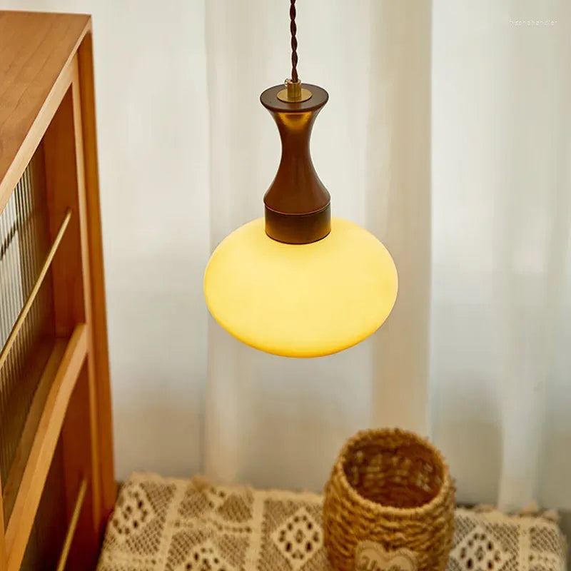 Retro Houten Bruine Koepel Keuken Eiland Hanglamp