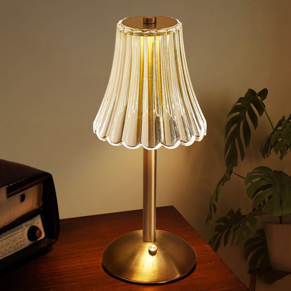 AuraLux - Luxe Gouden Kristallen Tafellamp met Touchbediening en Dimbare LED Verlichting