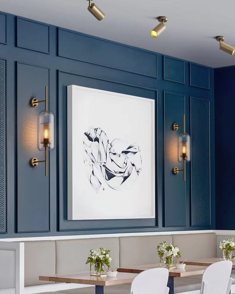 Thatcher - Moderne Honingraat Messing & Glazen Wandlamp