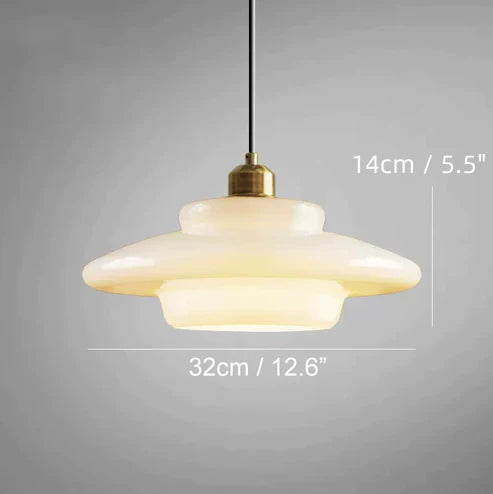 Art Deco Melkwit Glazen Hanglamp voor Keukeneiland