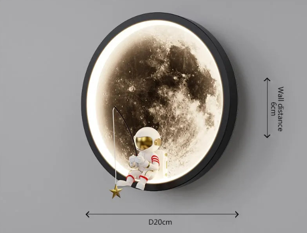 Astronaut LED Wandlamp – Maanvormige Sfeerverlichting voor Kinderkamer en Slaapkamer – Modern en Rustgevend