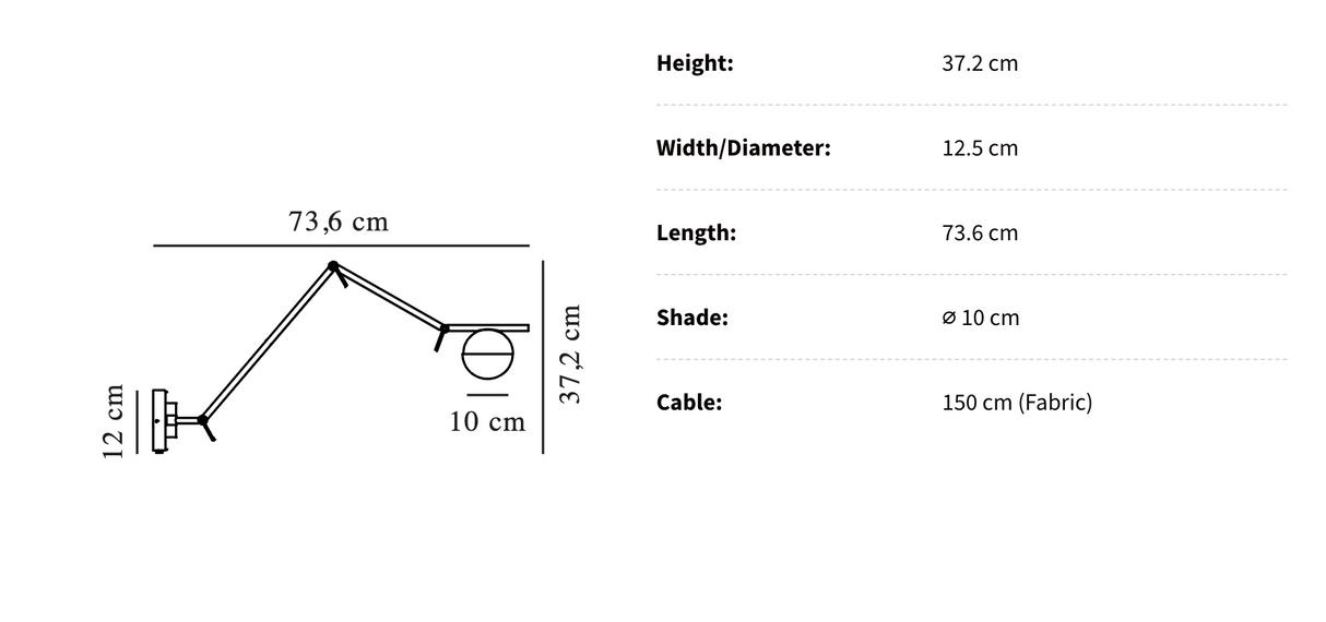 Verstelbare Contina Swing Arm Wandlamp voor Zachte Diffuse Verlichting