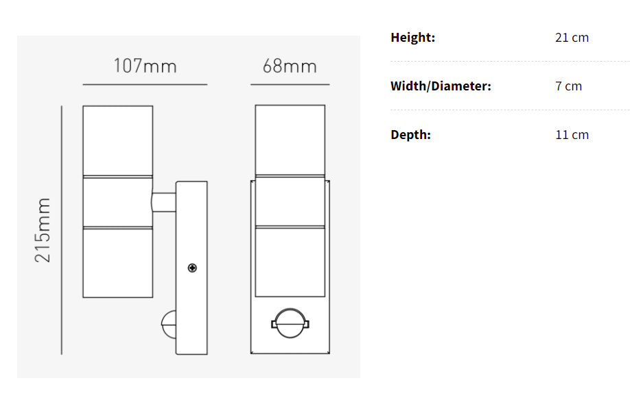 Grant Up & Down Wandlamp met PIR Sensor