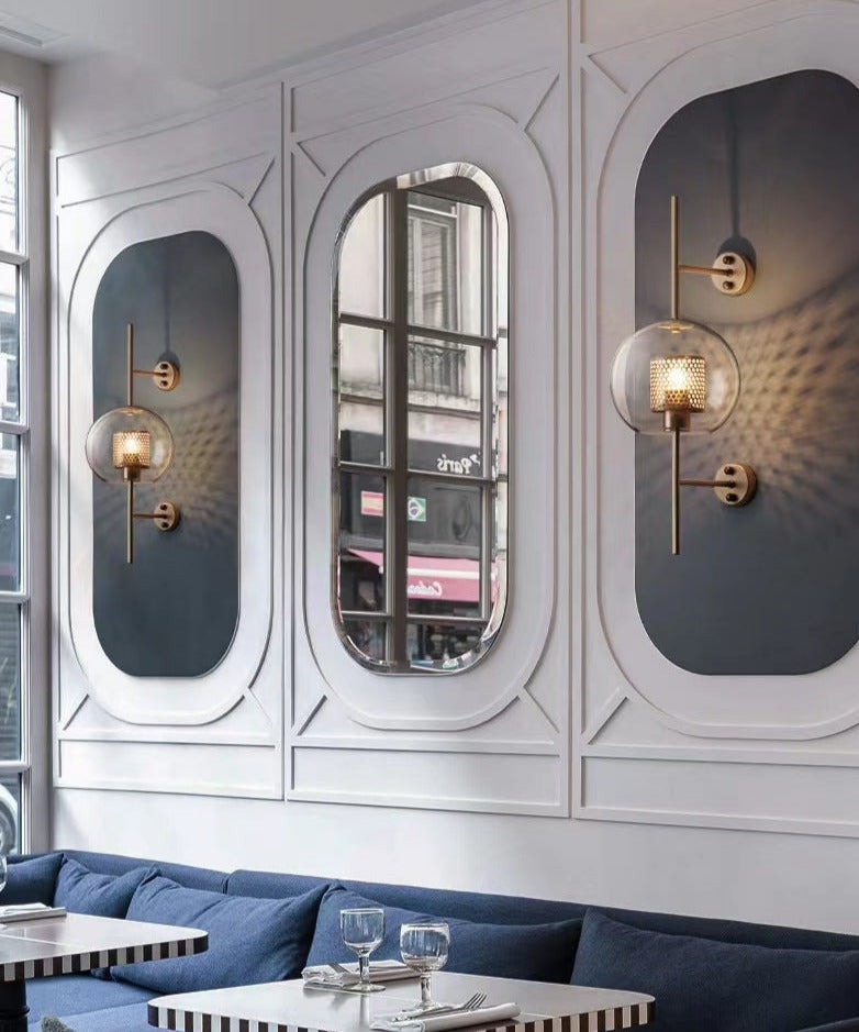 Thatcher - Moderne Honingraat Messing & Glazen Wandlamp