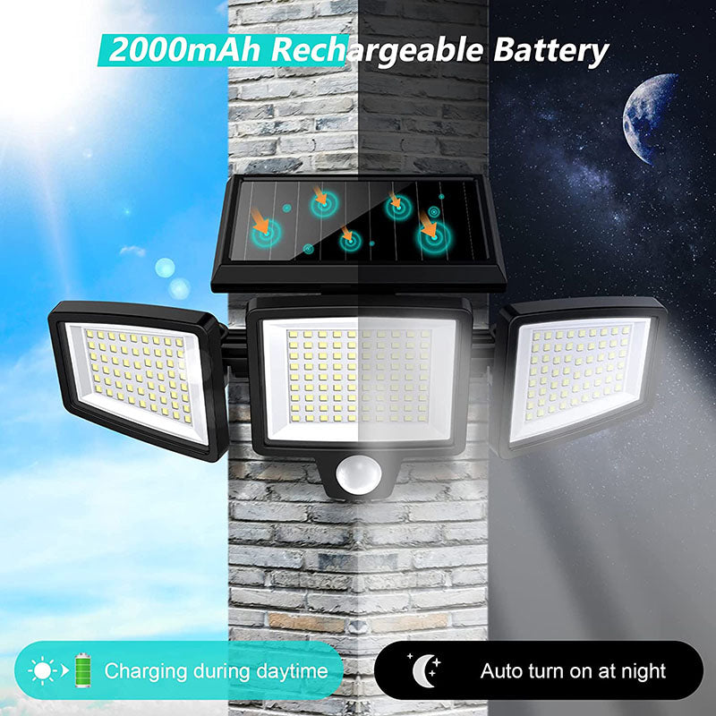 Solar LED Beveiligingslamp met Bewegingssensor - Superheldere Buitenverlichting voor Tuin, Garage en Oprit
