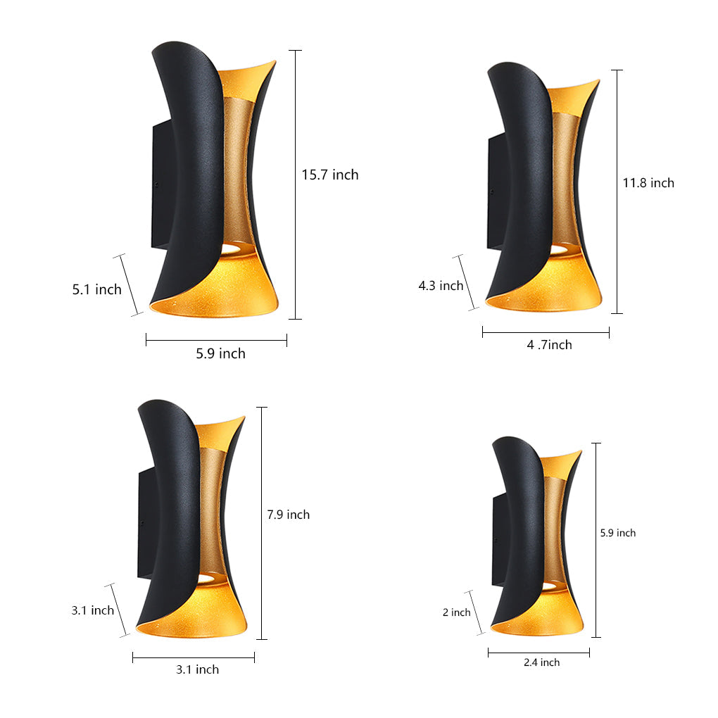 Gebogen LED Op en Neer Verlichting Waterdichte Moderne Buitenmuurlampen