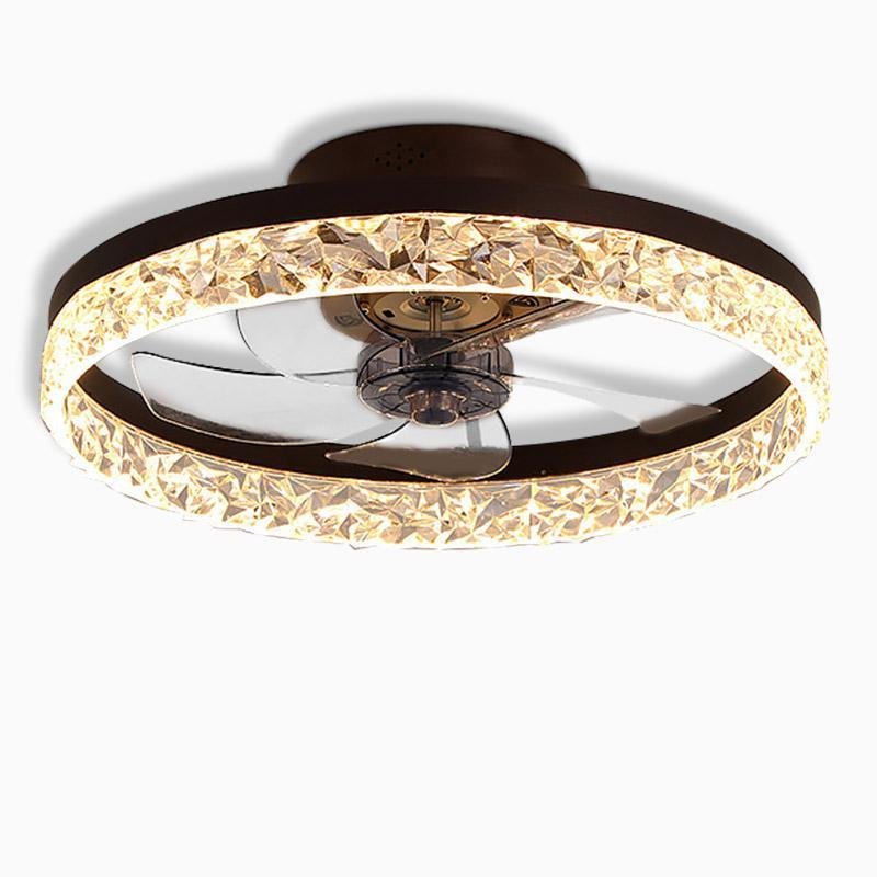 5-Blads Cirkelvormige IJzeren Rustieke Plafondventilator met LED Lampen en Afstandsbediening