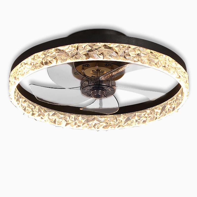 5-Blads Cirkelvormige IJzeren Rustieke Plafondventilator met LED Lampen en Afstandsbediening