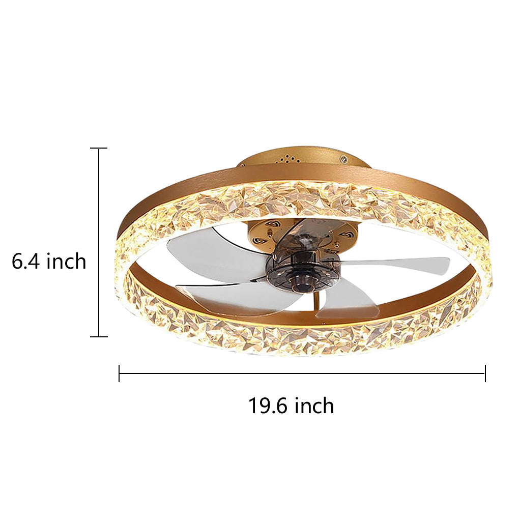 5-Blads Cirkelvormige IJzeren Rustieke Plafondventilator met LED Lampen en Afstandsbediening