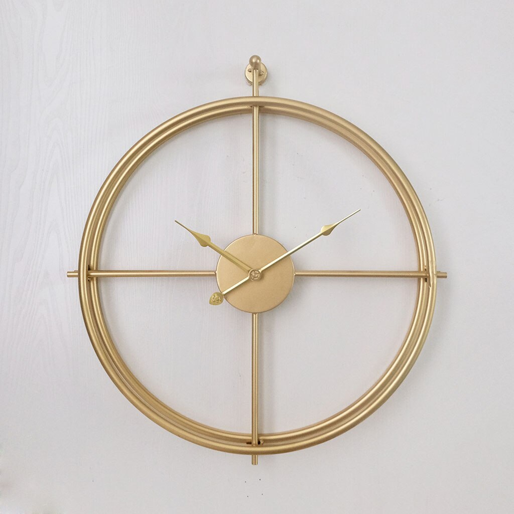 Nordische Minimalistische Wandklok - 55 cm Groot, Modern Design in Zwart, Goud en Zilver