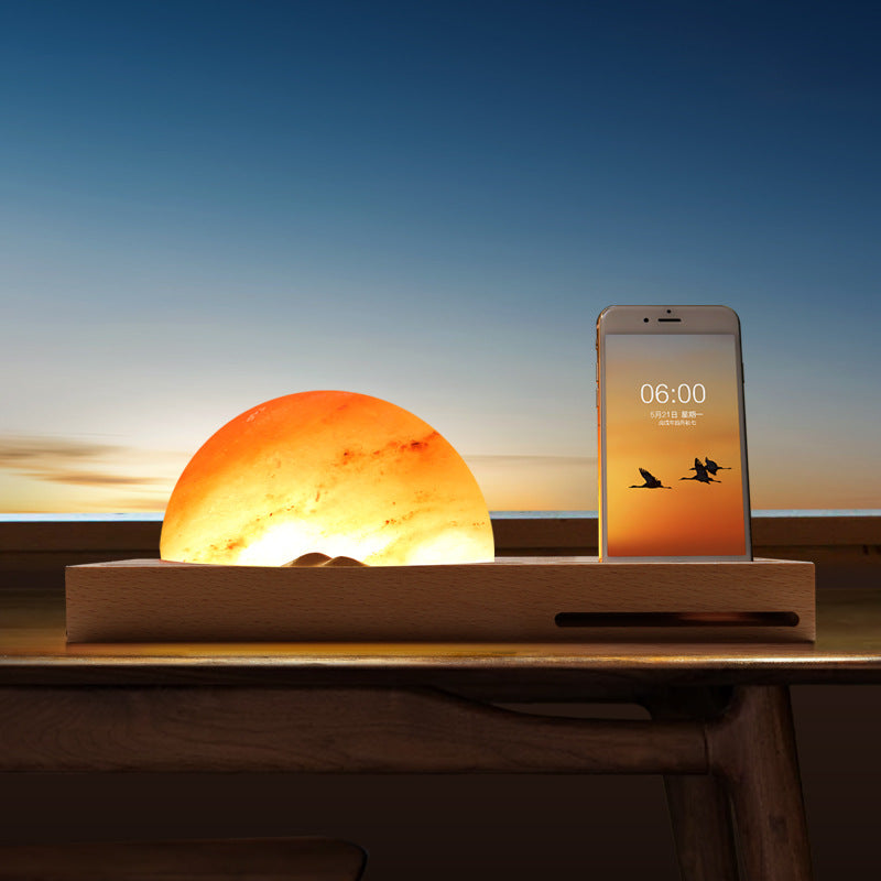 Himalayan Sunrise Zoutlamp met Draadloze Telefoonoplader