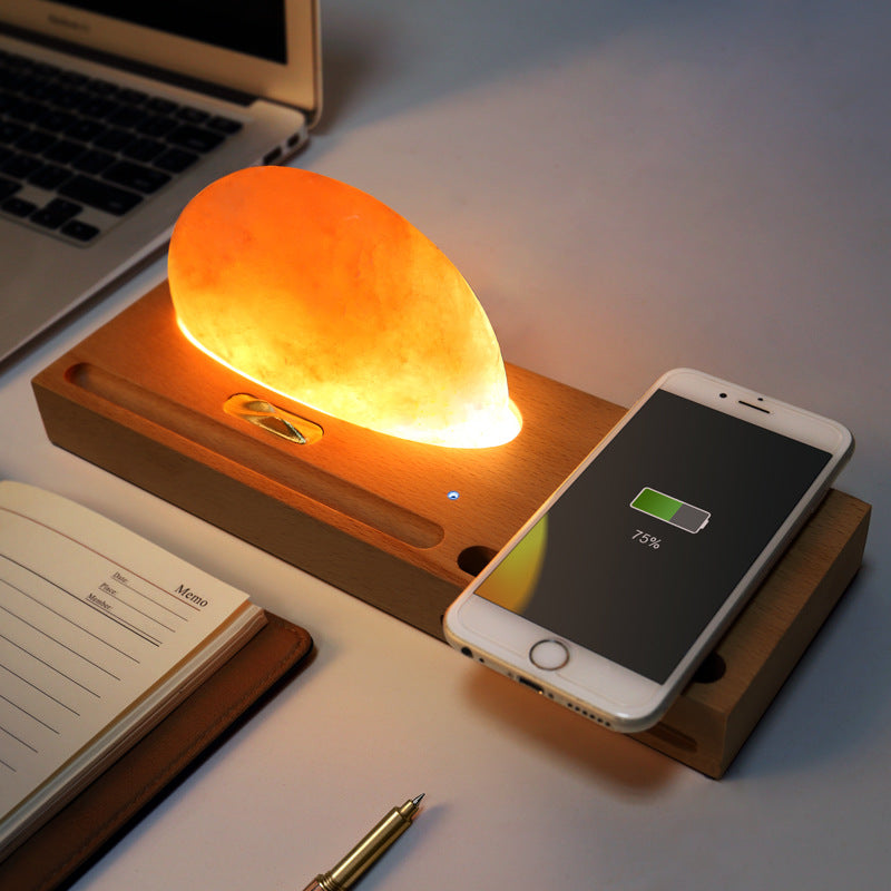 Himalayan Sunrise Zoutlamp met Draadloze Telefoonoplader