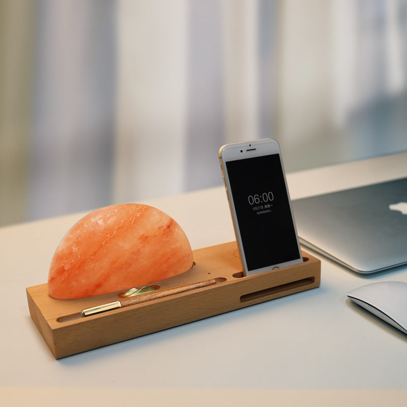 Himalayan Sunrise Zoutlamp met Draadloze Telefoonoplader