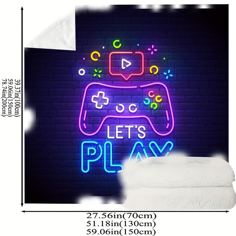 Gamer Deken - Zachte Flanellen Deken met Neon Game Controller Design - Perfect voor Tieners en Gamers