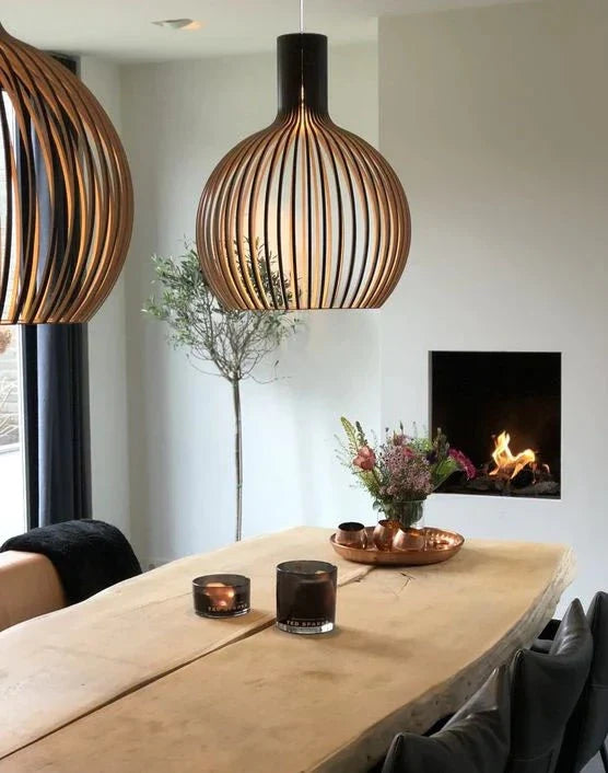Handgemaakte Houten Hanglampen