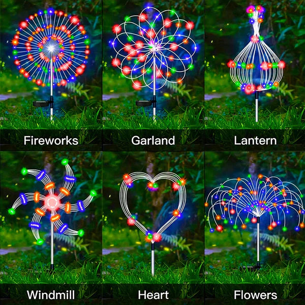 4 Stuks Solar Vuurwerk Tuinlampen - Weerbestendige LED Decoratieve Verlichting, Zonne-energie voor Tuin en Patio