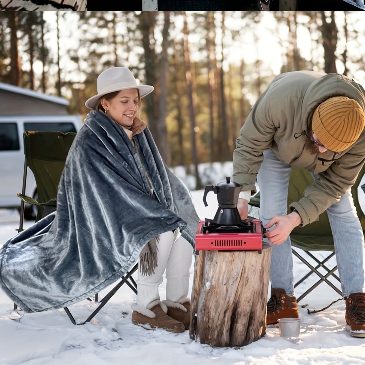 12V Verwarmde Autodeken - Zachte Flanellen Deken met Oververhittingsbeveiliging voor Auto en Kamperen