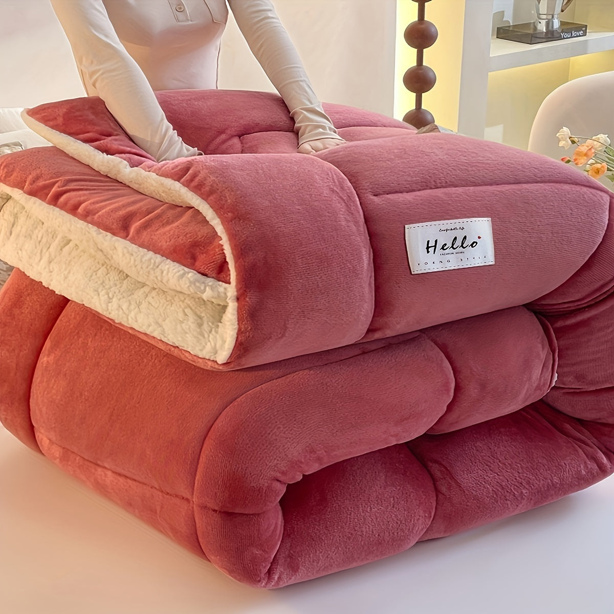 Cabin Style Sherpa Fleece Dekbed – Zacht & Warm Fluffy Dekbed voor Koude Nachten | Comfortabel Beddengoed