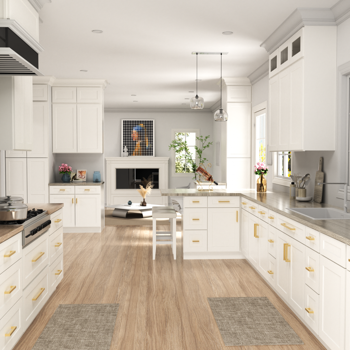 Geborstelde Messing Ladegrepen Gouden Vierkante Handvatten voor Keuken