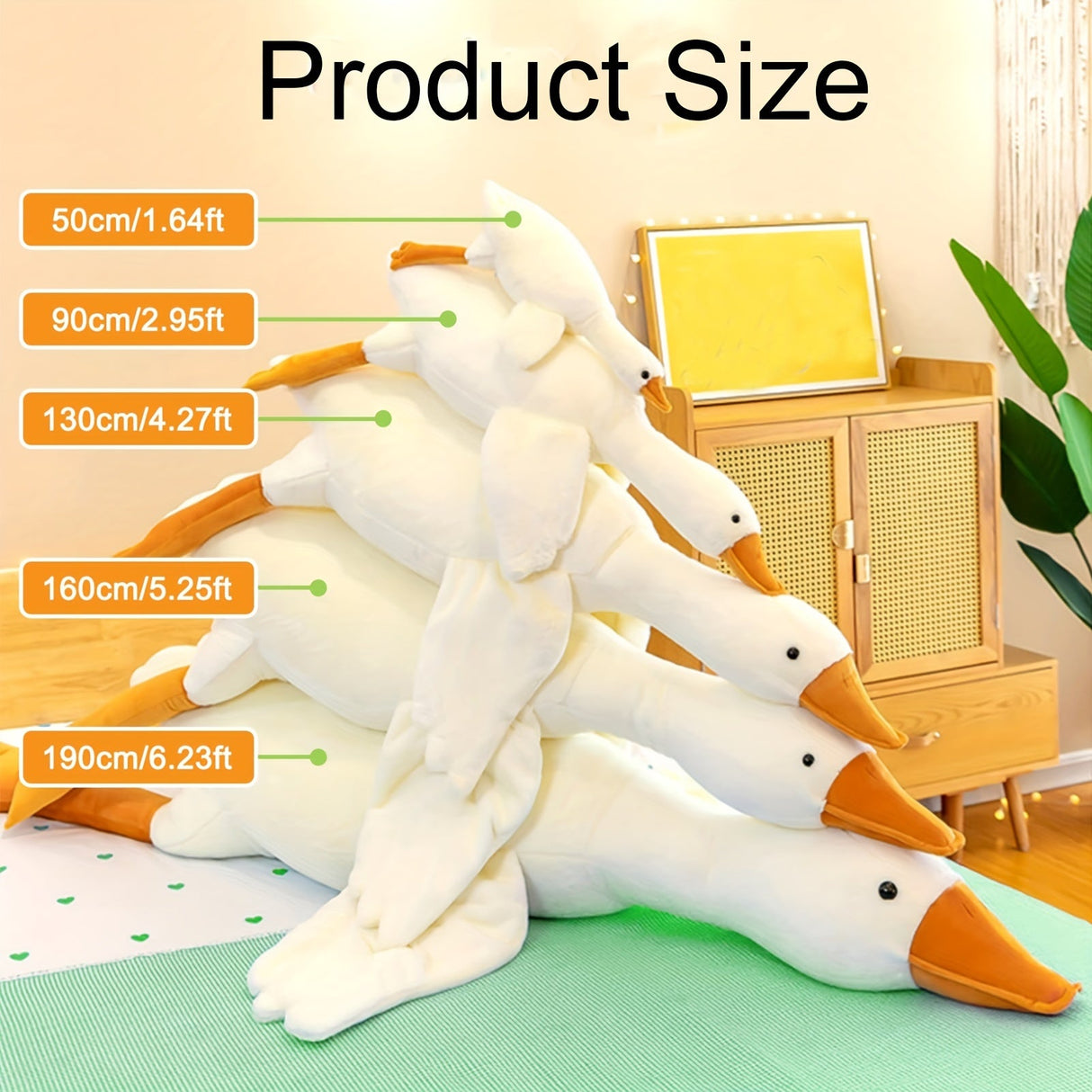 Zachte Witte Eend Pluche Knuffel - Grote Zwaan/Gans Speelgoed, Fluffy Vloermat voor Kinderkamer en Huisdecoratie