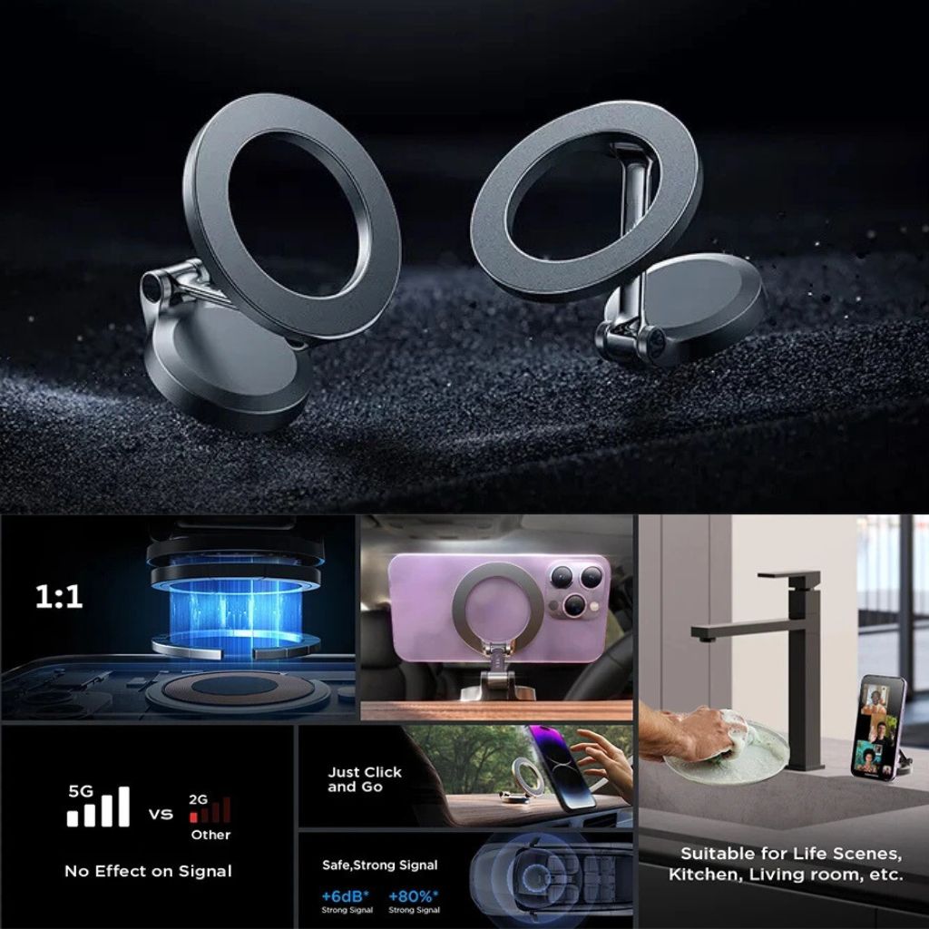 360° Magnetische Telefoonhouder voor Auto - Verstelbaar, Compact en Opvouwbaar